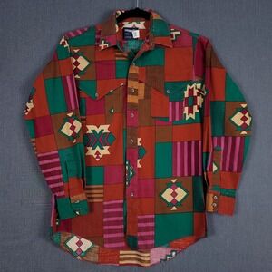Wrangler Southwestern Shirt Mens 15.5 33 X Long Tails Aztec Western Button Up
